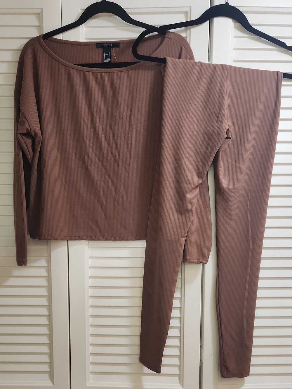 Forever 21 Ribbed Lounge Set in Mauve